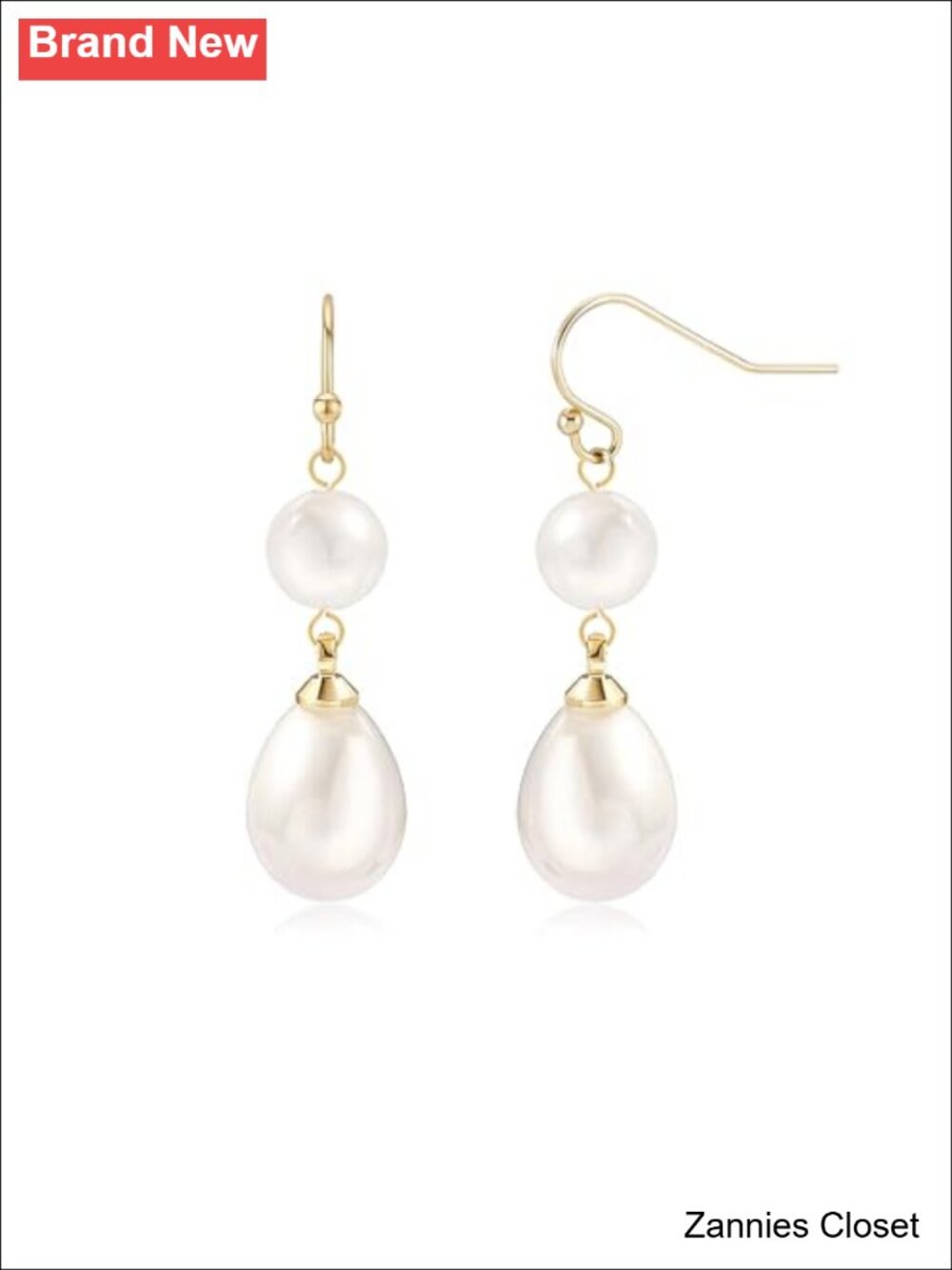 ✨ Voaino Pearl Dangle Drop Earrings 14K Gold Plated Sterling Silver Bridal